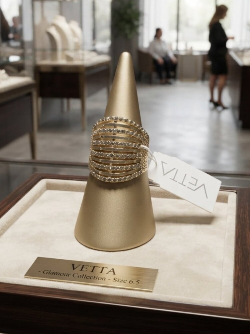 Vetta Multi-Row Rhinestone gold Cage Ring